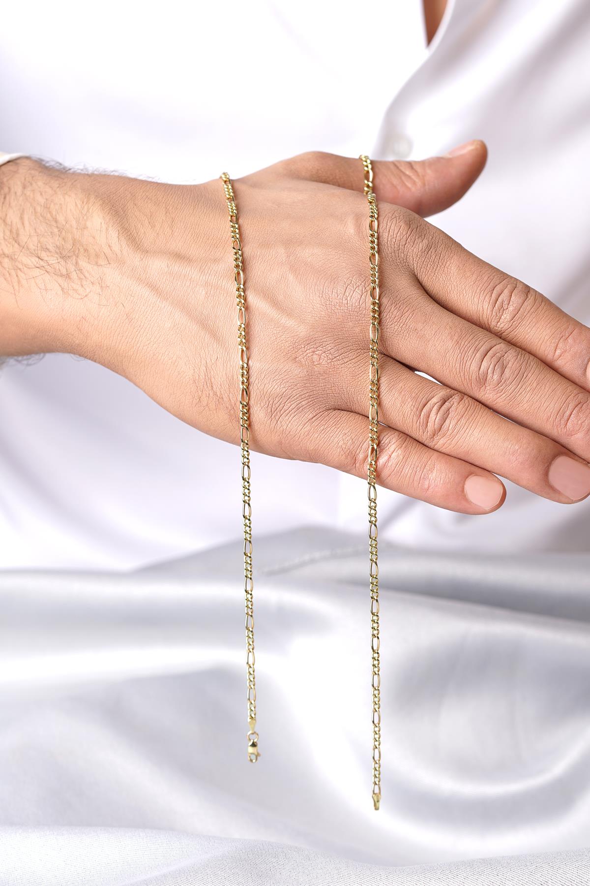 Men's 14K Solid Gold Figaro Link Necklace