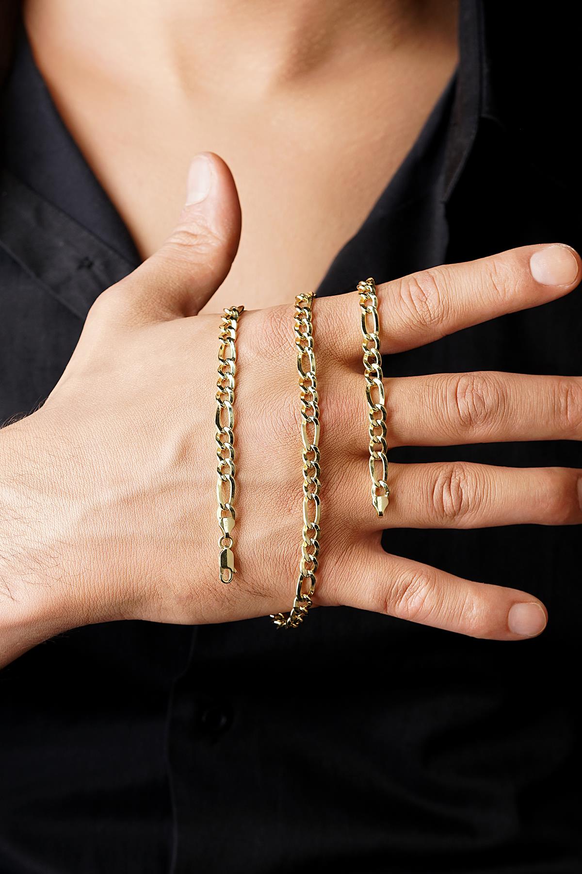 Men's 14K Solid Gold Flat Figaro Link Chain