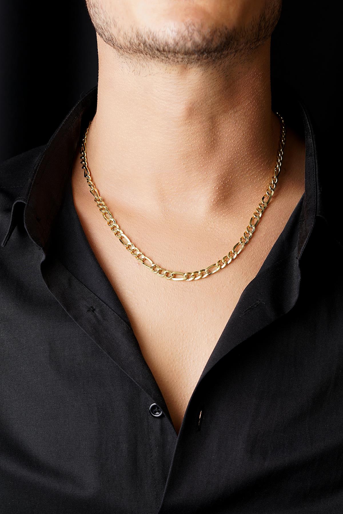 Men's 14K Gold Flat Figaro Link Chain