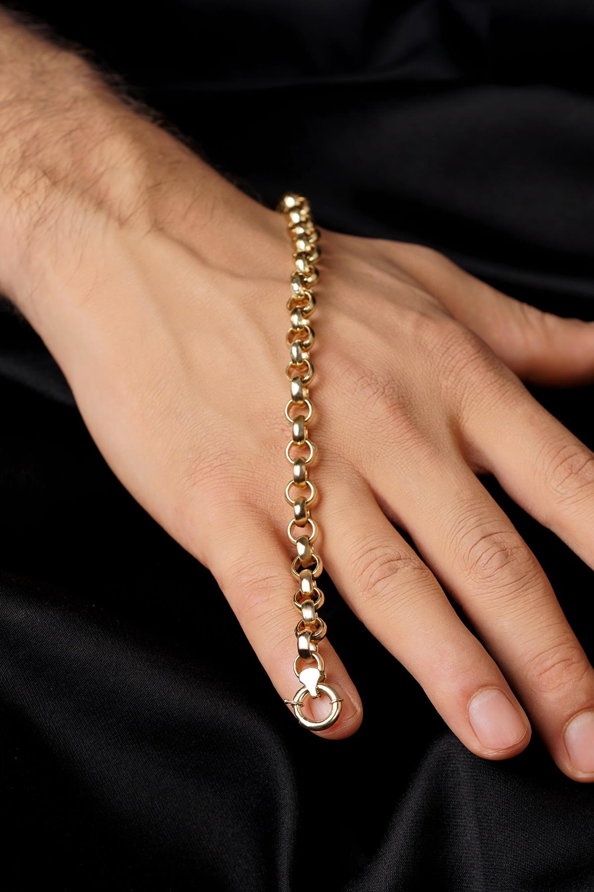 Men's 14K Solid Gold Heavy D-Link Bracelet