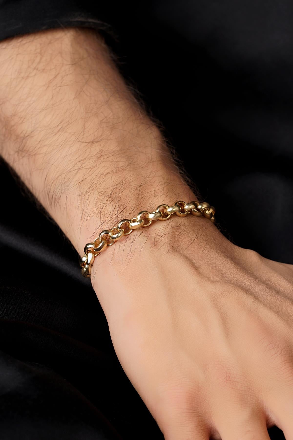 Men's 14K Gold Heavy D-Link Bracelet
