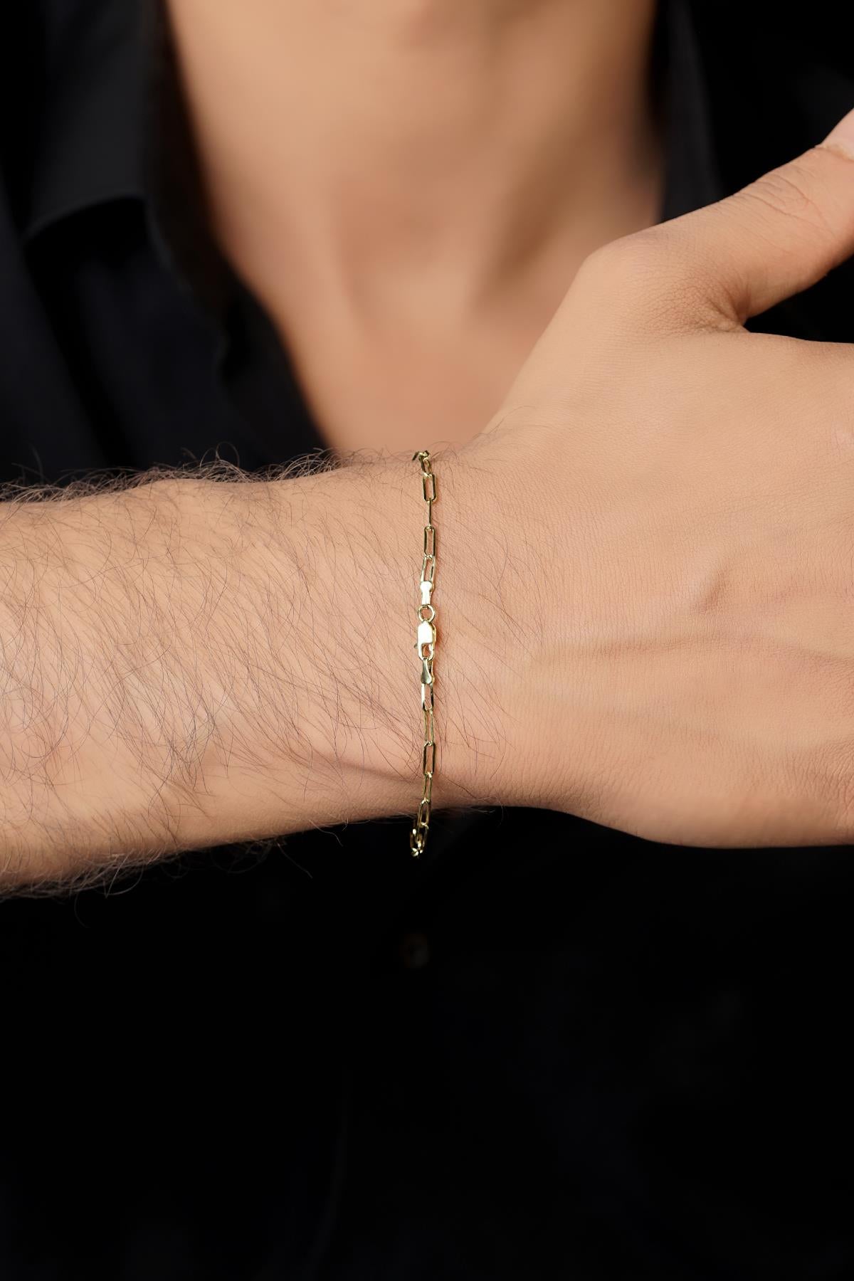 Men's 14K Solid Gold Paperclip Link Jewelry Set