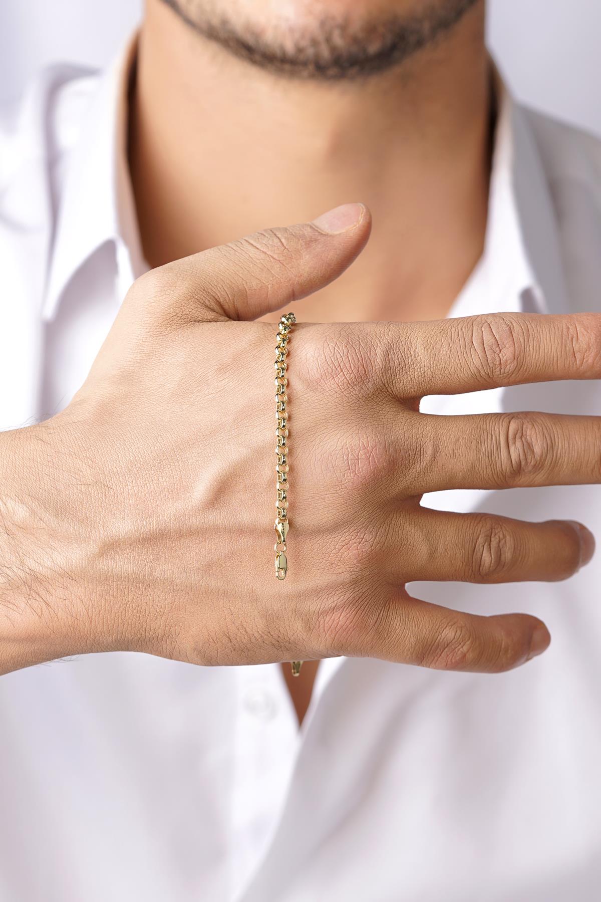 Men's 14K Solid Gold Rounded Curb Link Bracelet