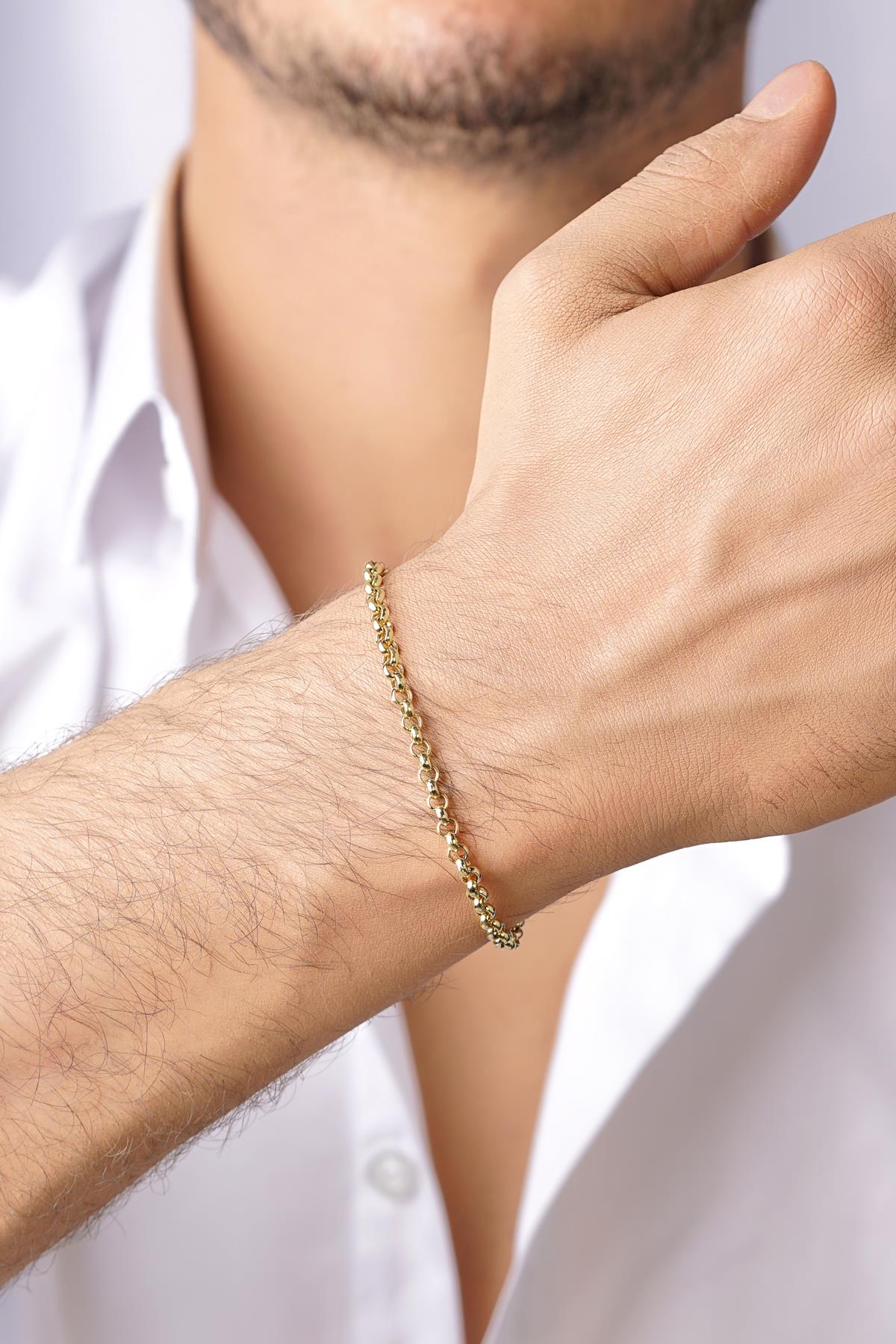 Men's 14K Gold Rounded Curb Link Bracelet