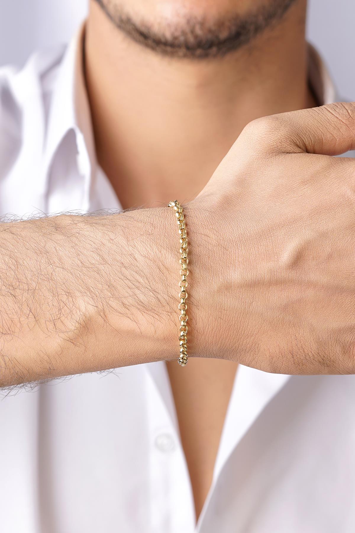 Men's 14K Gold Rounded Curb Link Bracelet