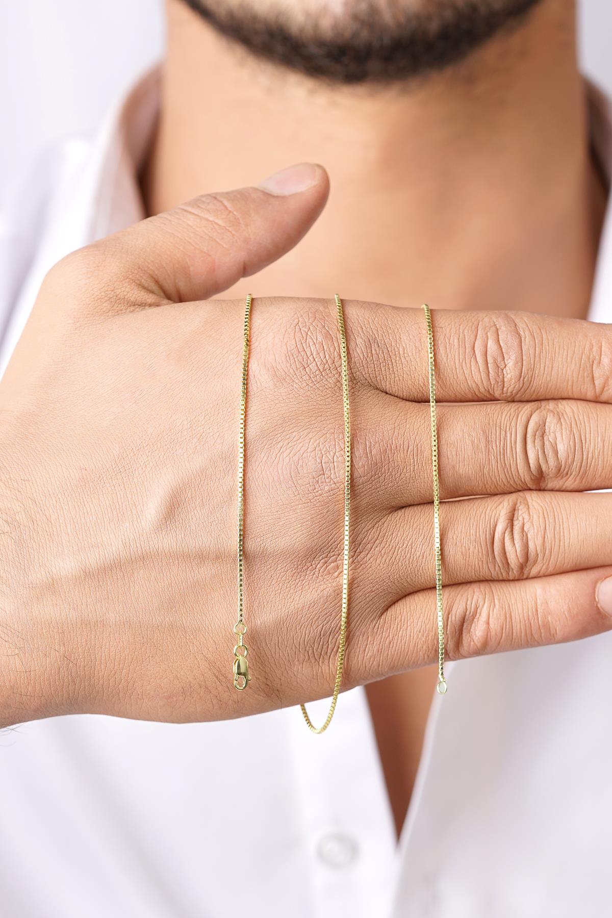 Men's 14K Gold Textured Box Chain