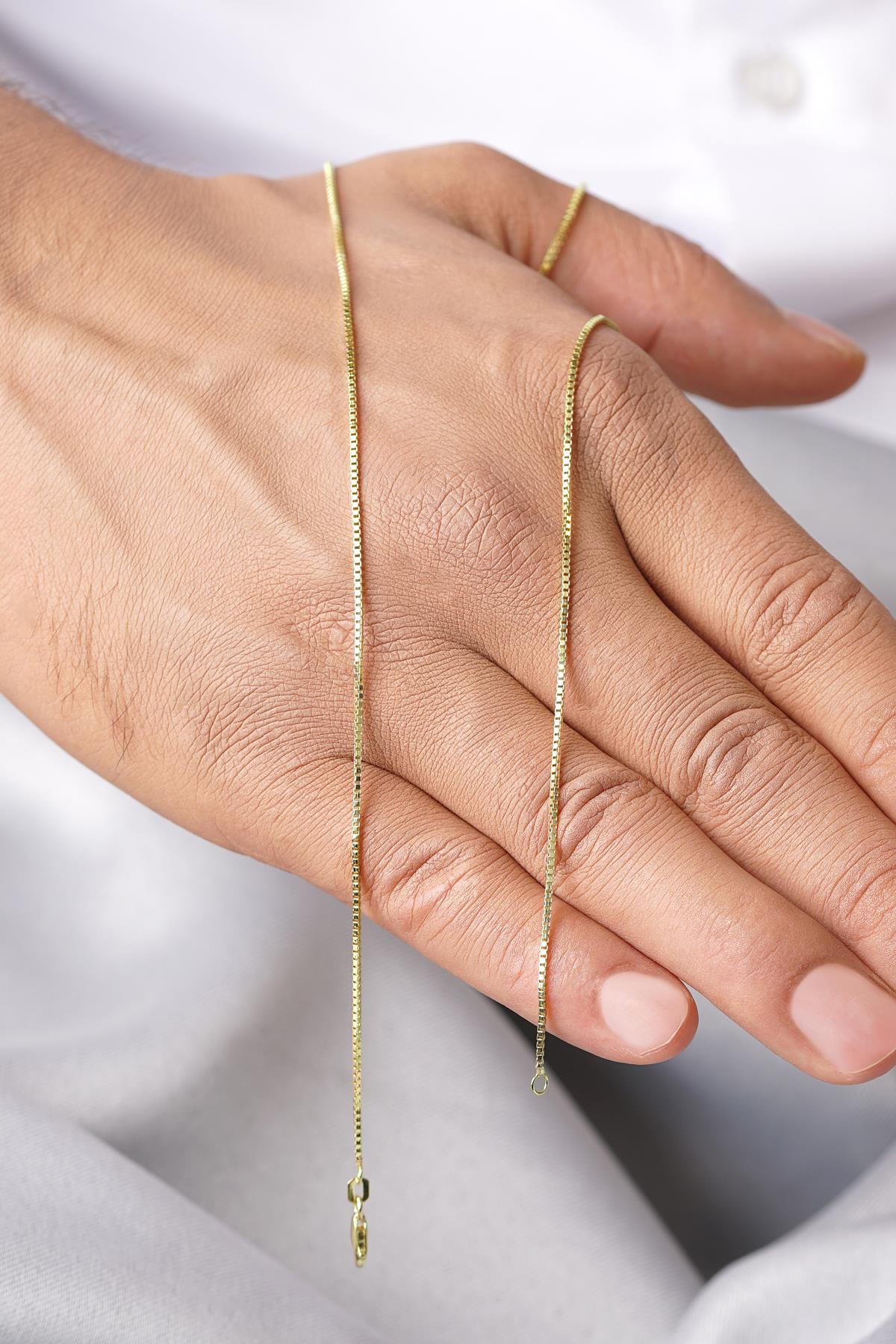 Men's 14K Gold Textured Box Chain