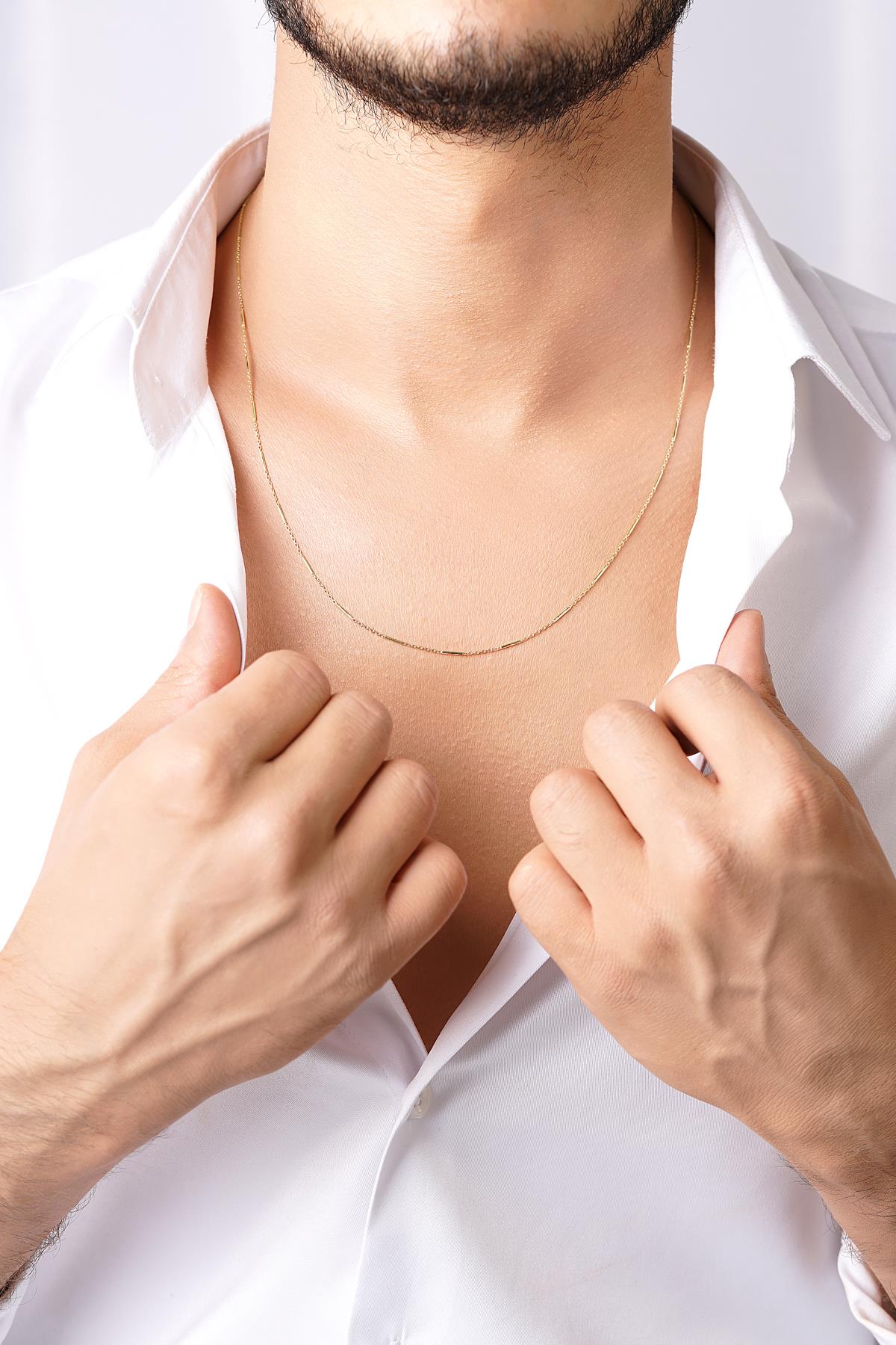 Men's 14K Gold Vertical Bar Pendant