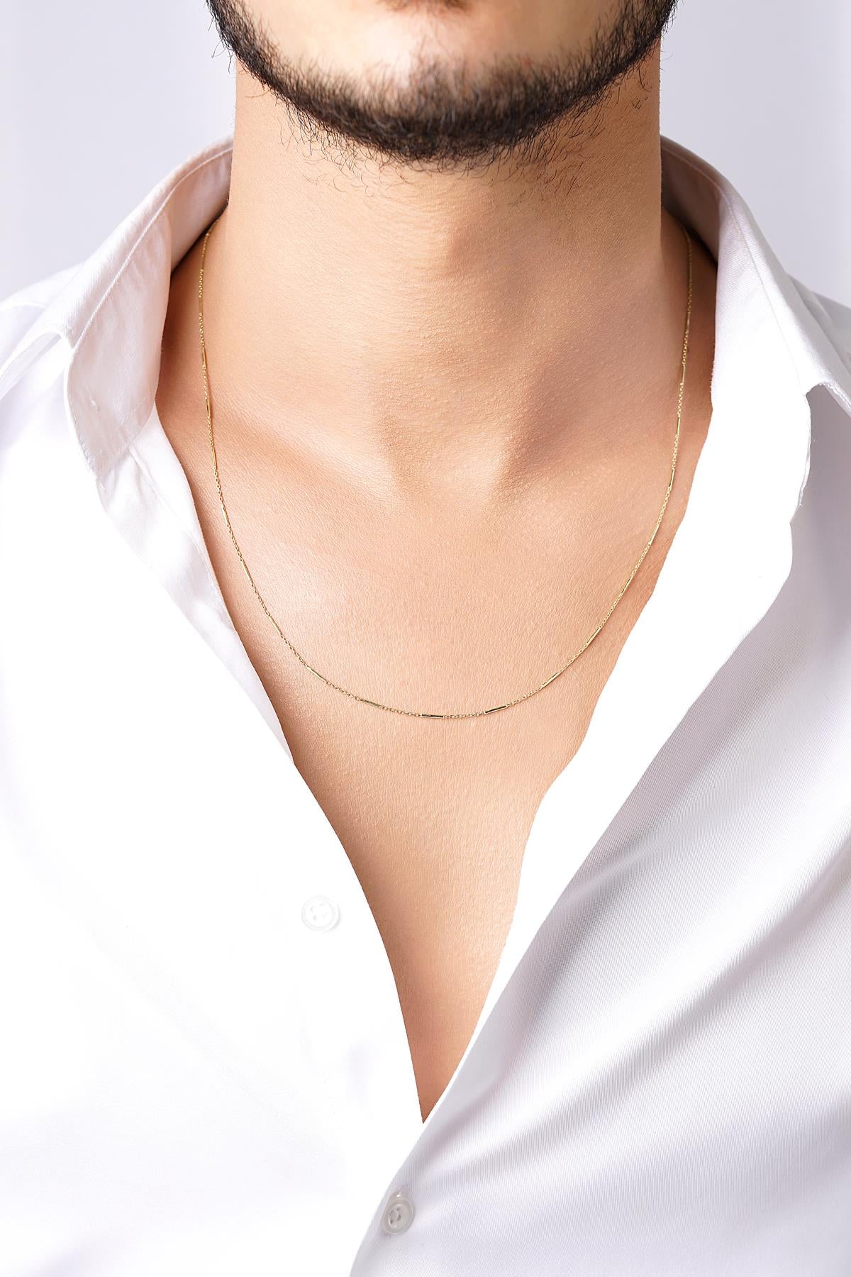 Men's 14K Solid Gold Vertical Bar Pendant