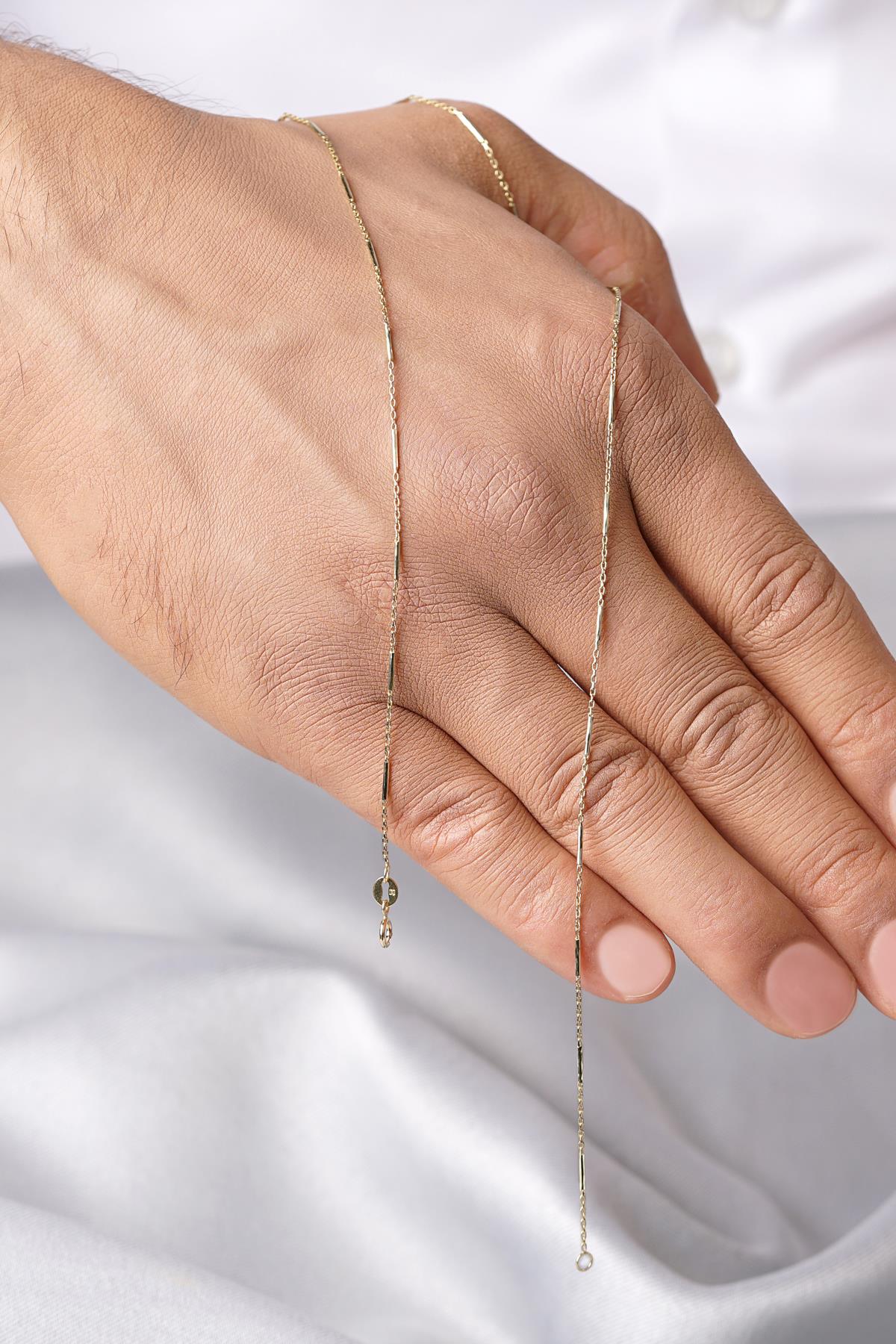 Men's 14K Solid Gold Vertical Bar Pendant