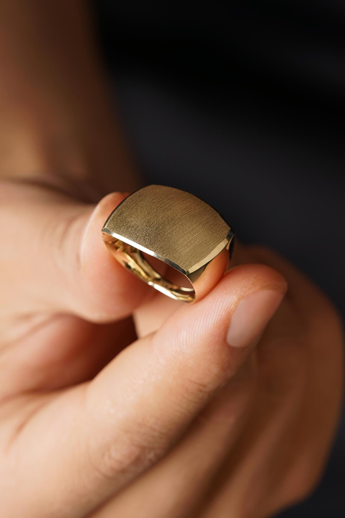 Men's 14K Solid Gold Vita Signet Band