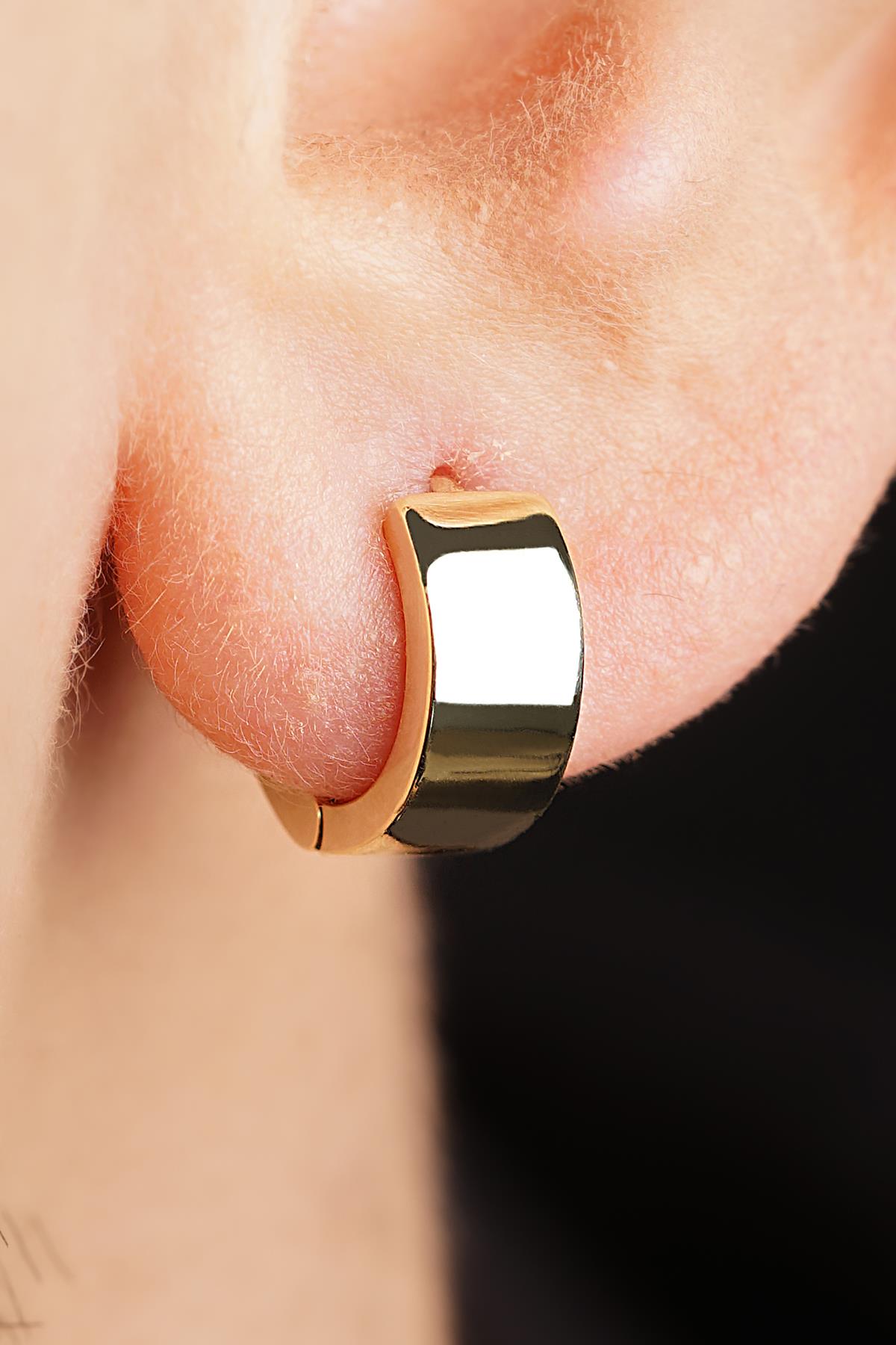 Men's 14K Solid Gold Wide Huggie Hoops