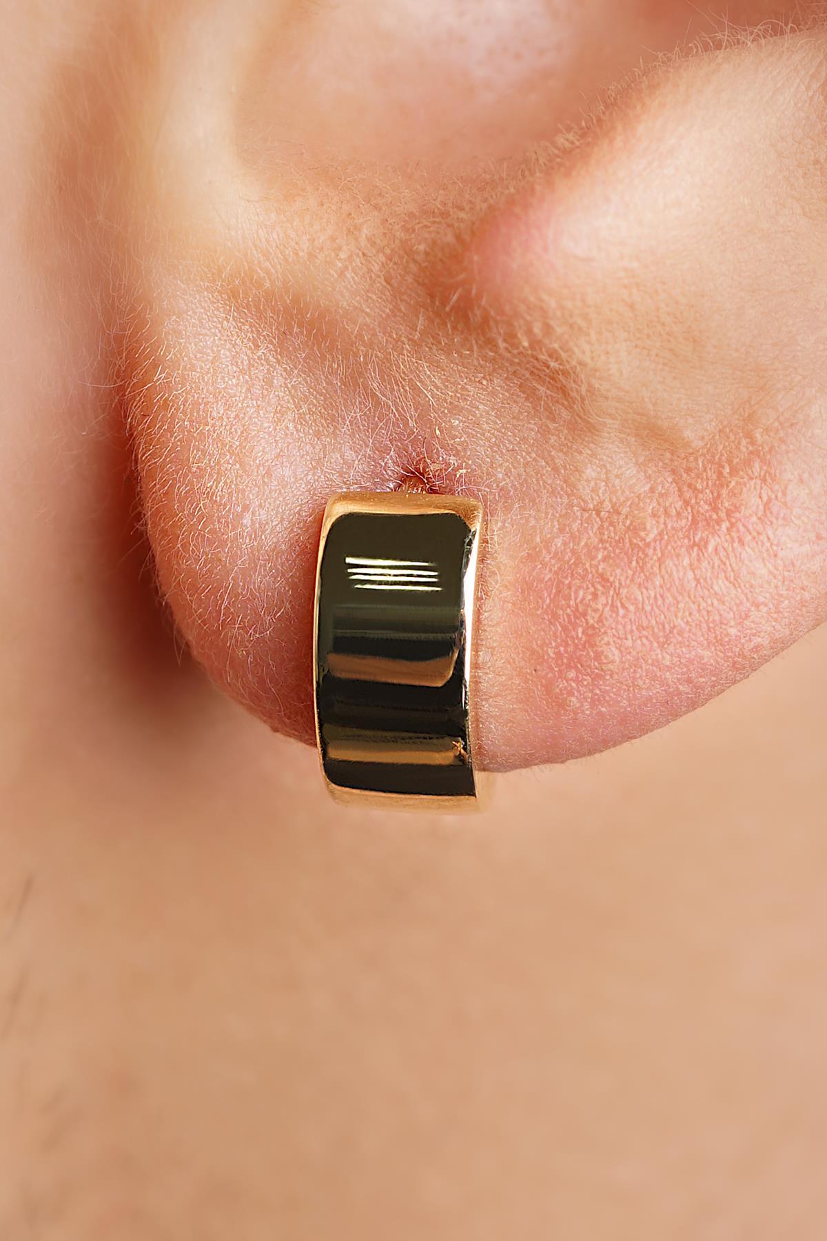 Men's 14K Solid Gold Wide Huggie Hoops