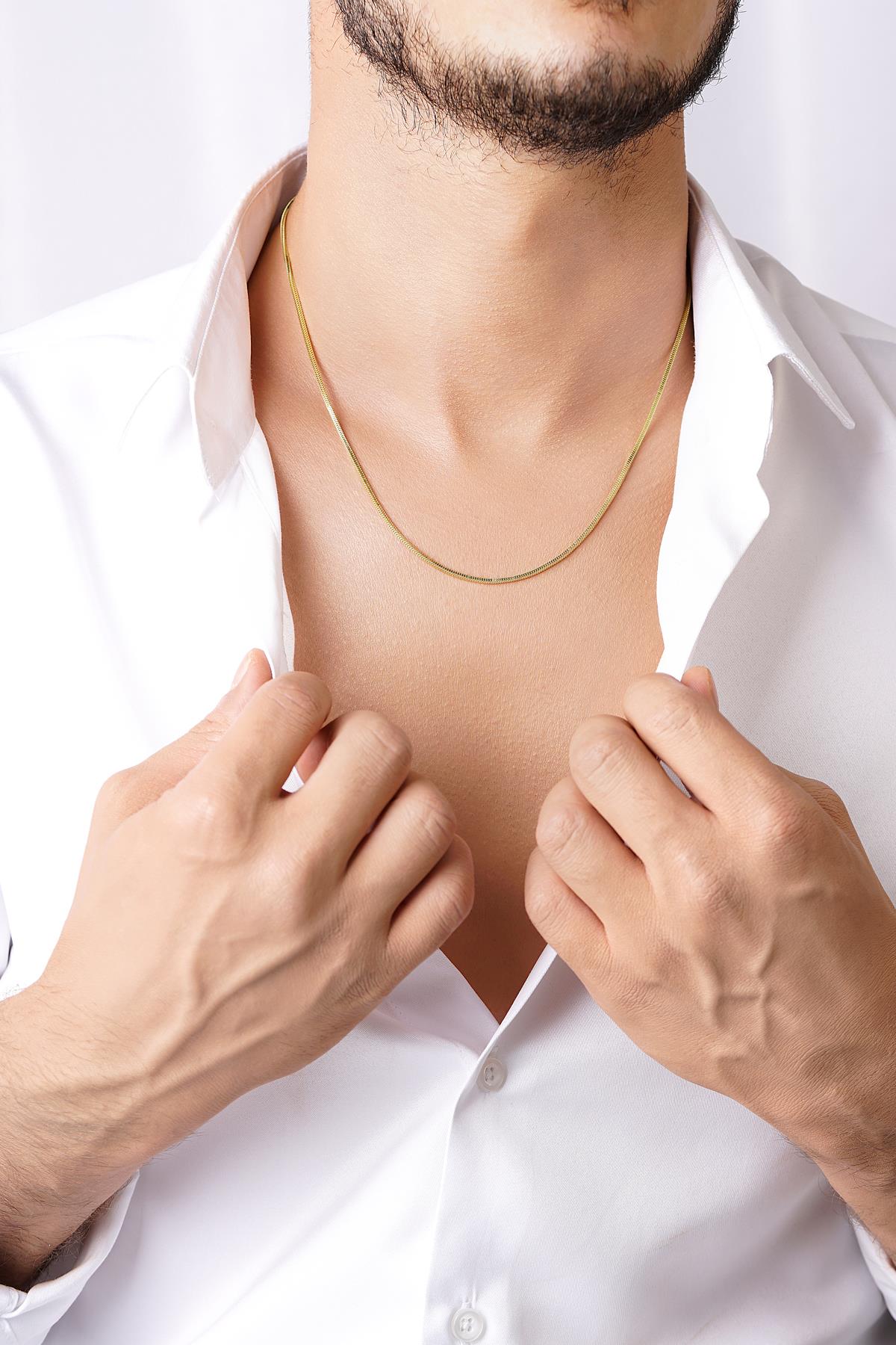 Men's 14K Solid Gold Box Chain Necklace