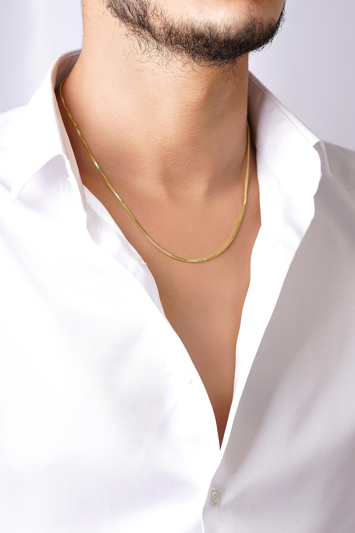 Men's 14K Solid Gold Box Chain Necklace