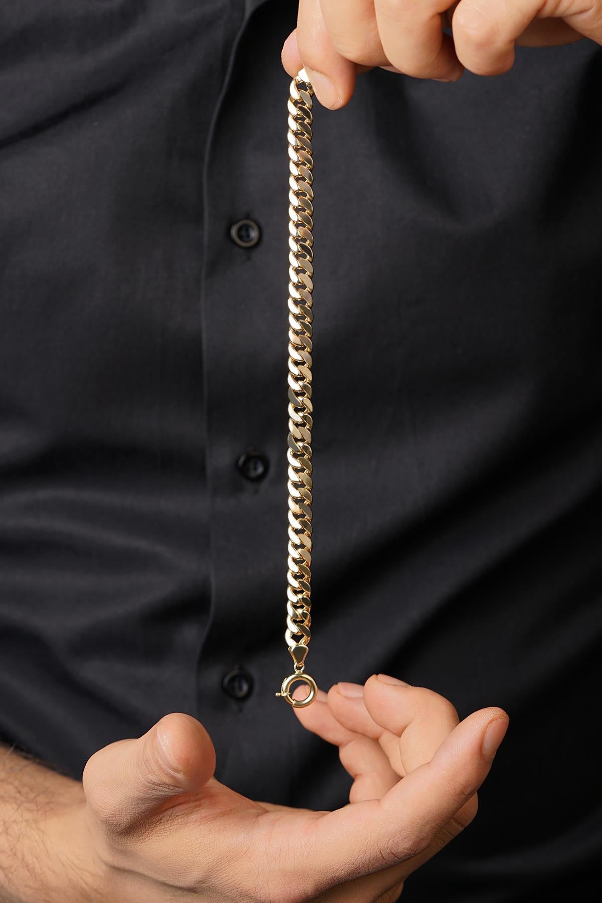 Men's 14K Solid Gold Curb Link Bracelet