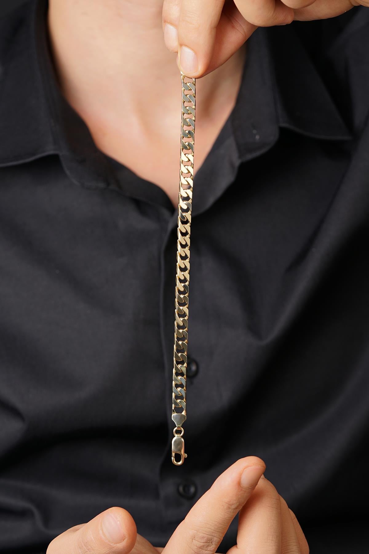 Men's 14K Solid Gold Curb Link Bracelet