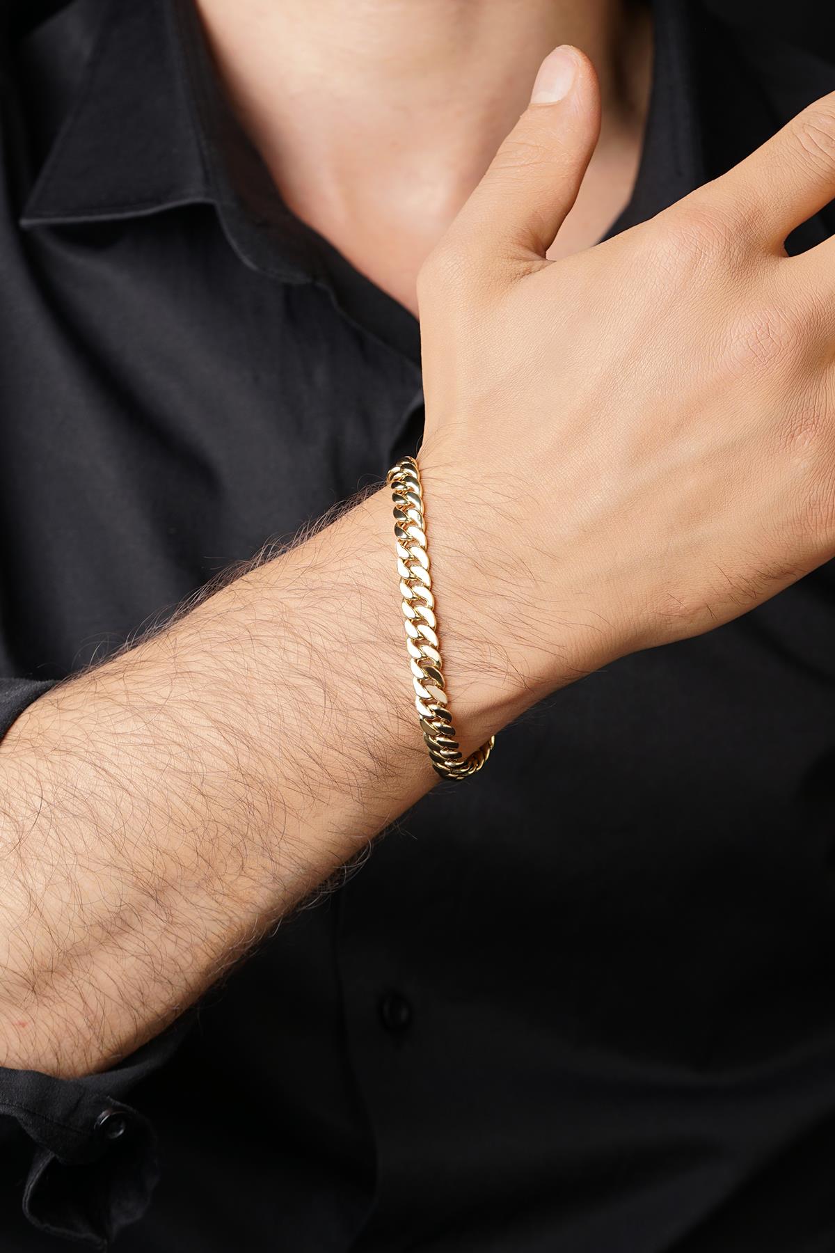 Men's 14K Solid Gold Curb Link Bracelet