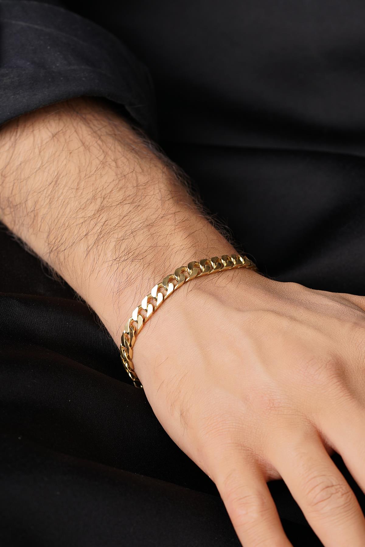 Men's 14K Solid Gold Curb Link Bracelet