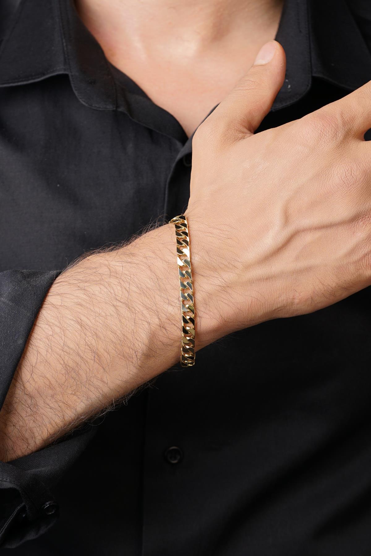Men's 14K Solid Gold Curb Link Bracelet