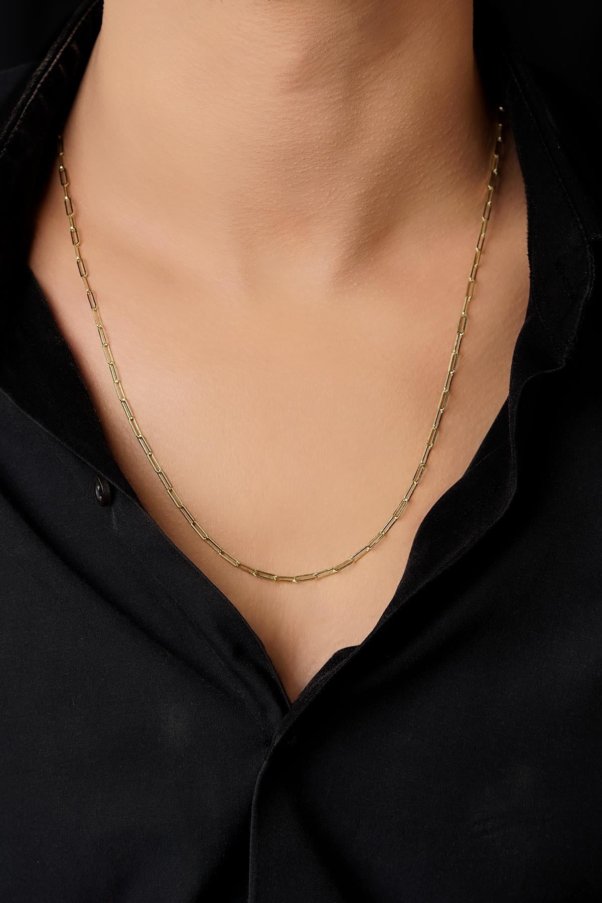 Men's 14K Solid Gold Paperclip Necklace