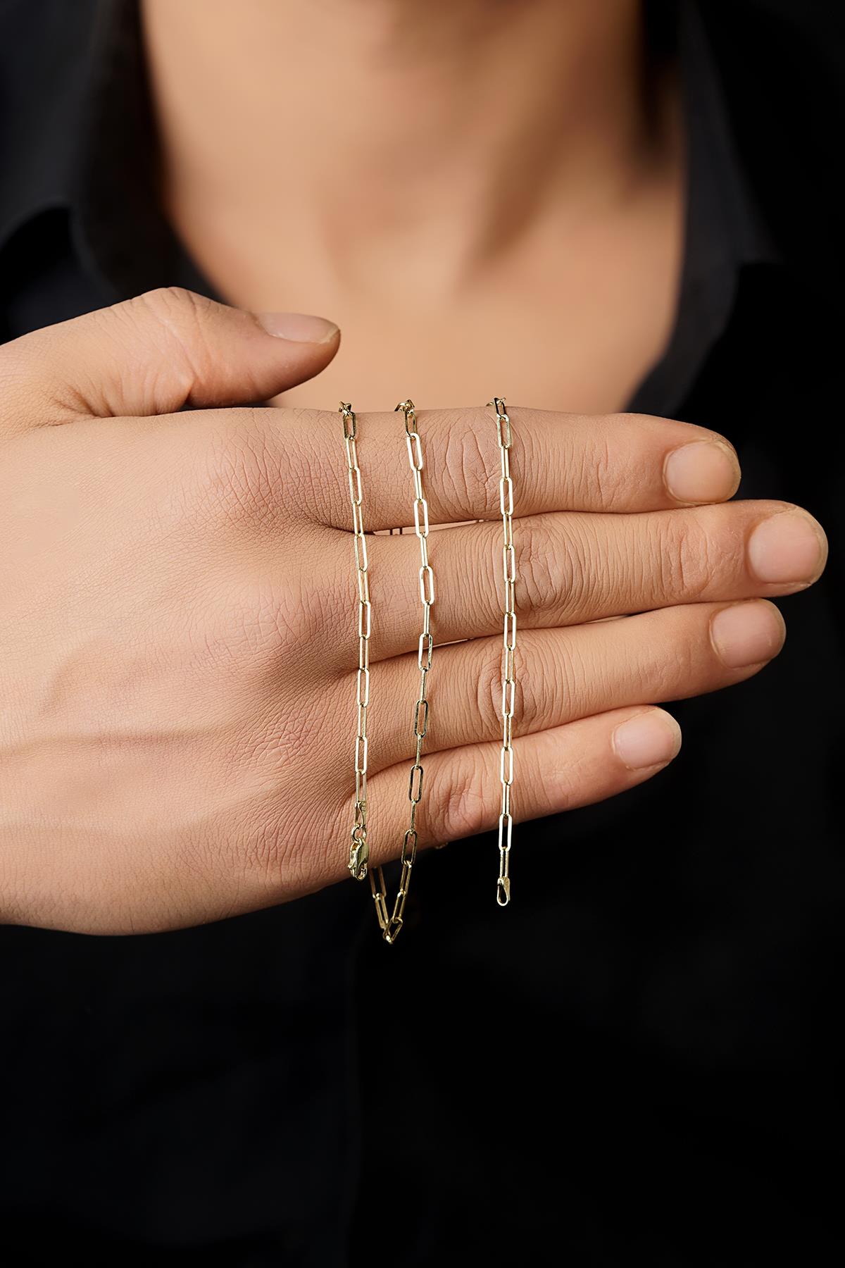 Men's 14K Solid Gold Paperclip Necklace