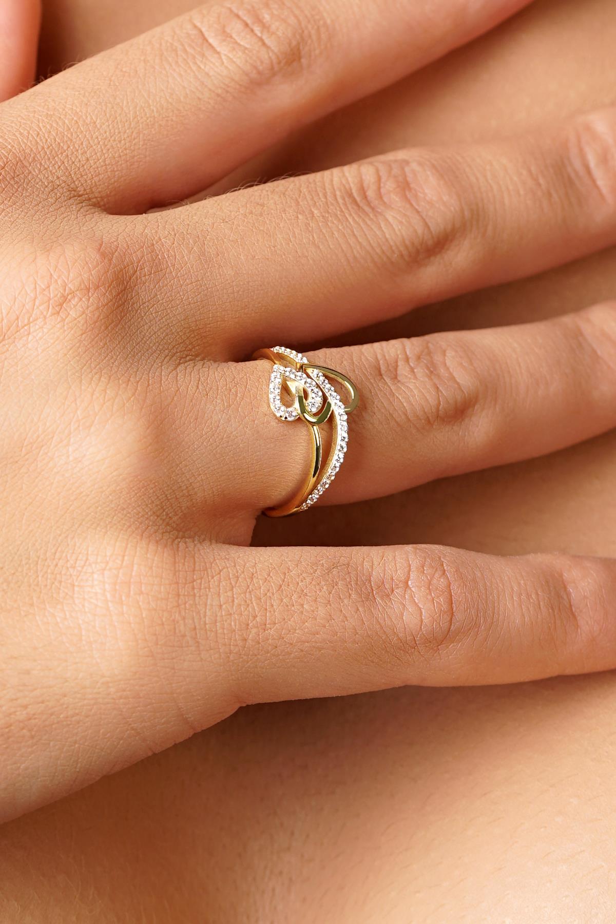 14 K Gold Stone-Inlaid Love Vow Ring