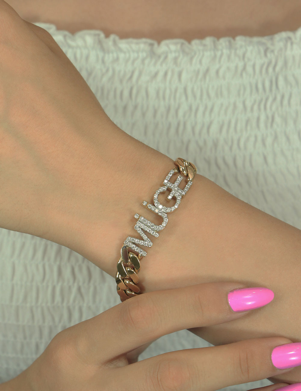 14K Gold 1.50 Carats Diamond Personalized Name Bracelet