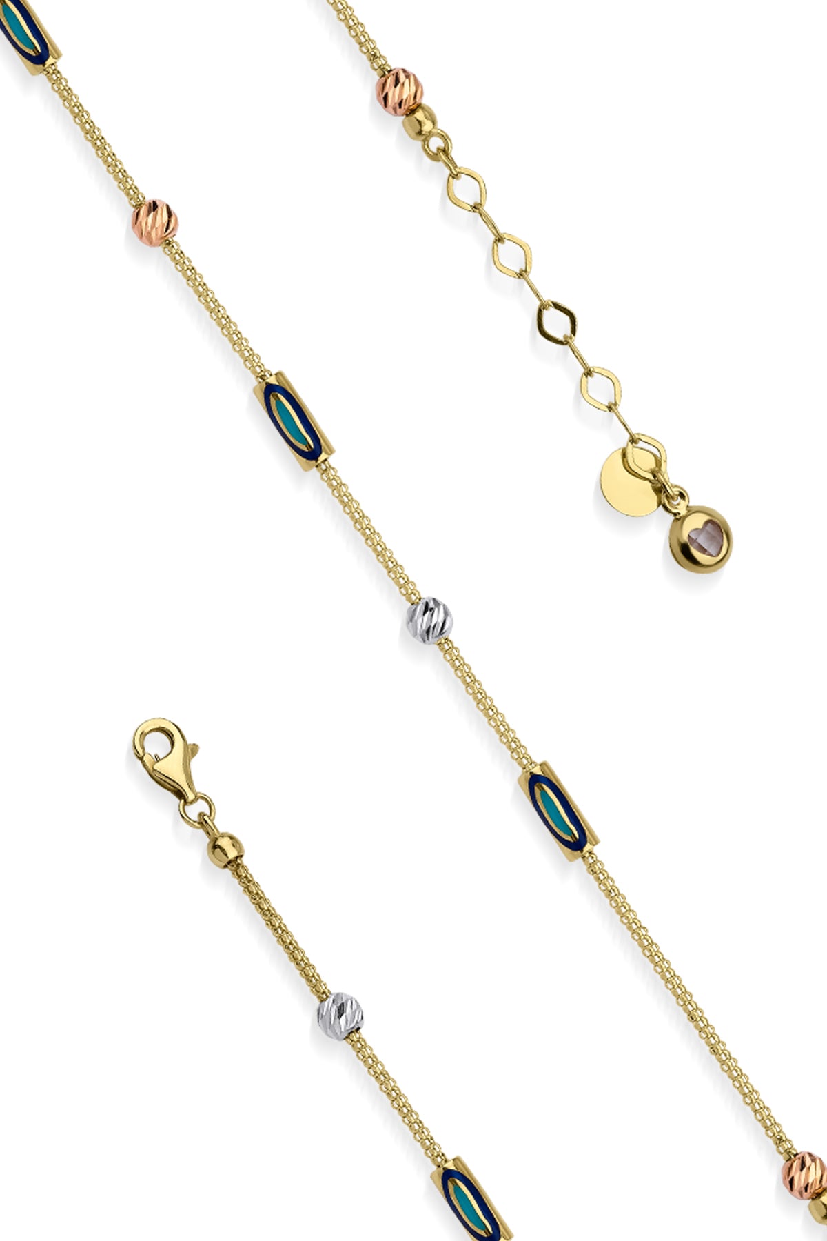 14K Gold 1 Row Evil Eye Roller Bracelet