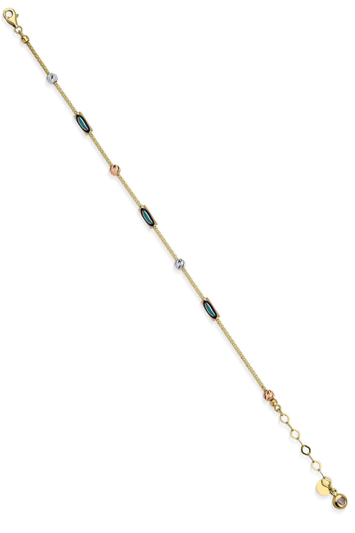14K Gold 1 Row Evil Eye Roller Bracelet
