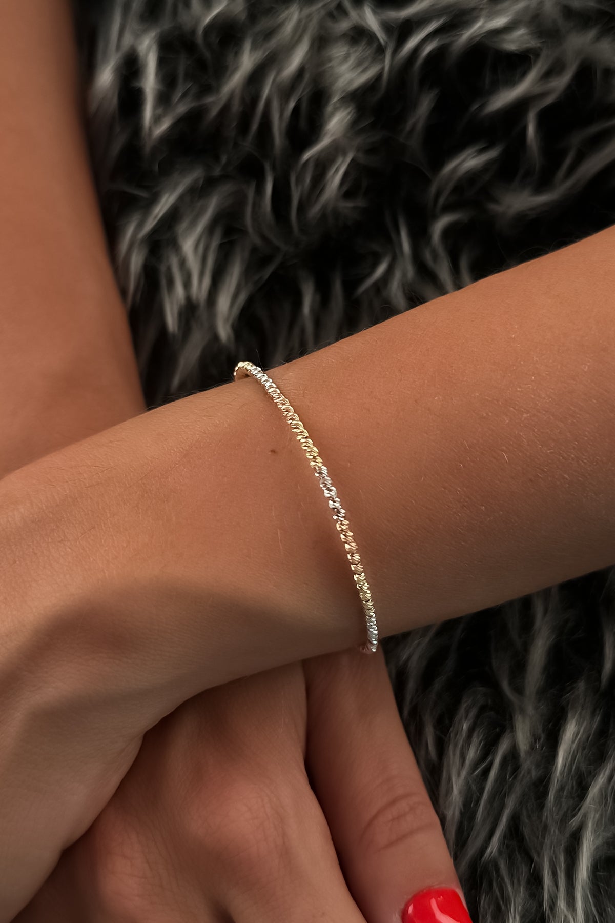 14K Gold 1 Row Mixed Color Dorica Cuff Bracelet