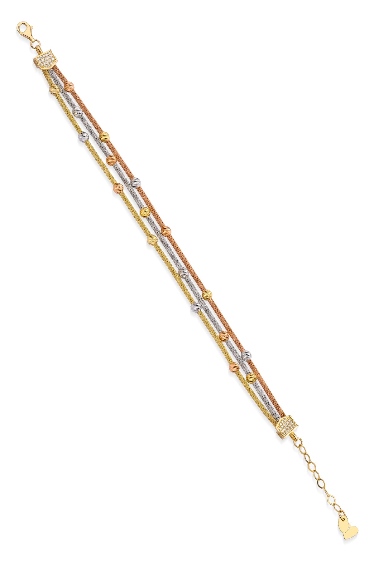 14K Gold 3 Color Dorica Fox Tail Bracelet