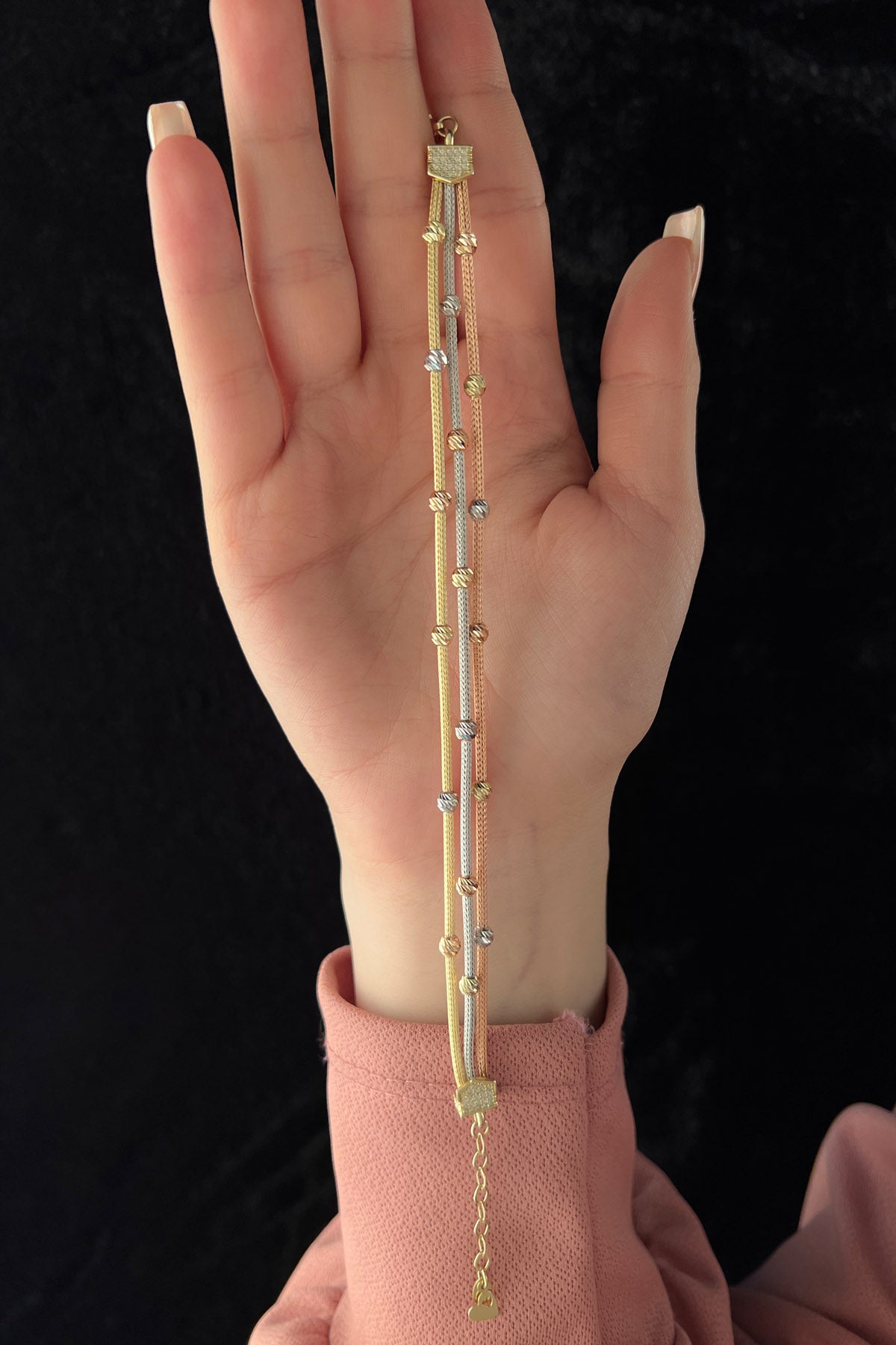 14K Gold 3 Color Dorica Fox Tail Bracelet