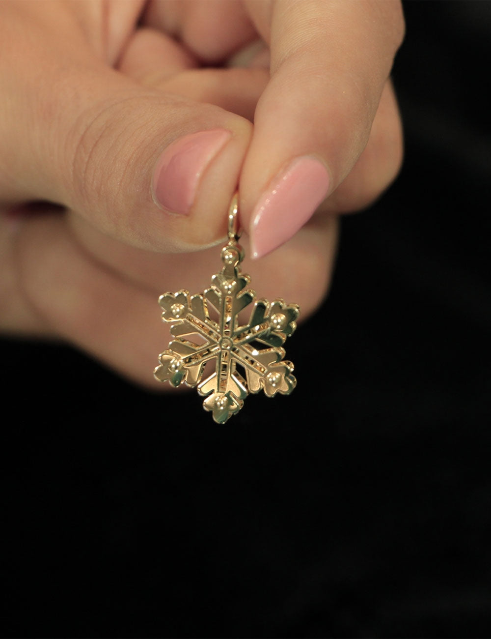 14K Gold 3D Snowflake Charm