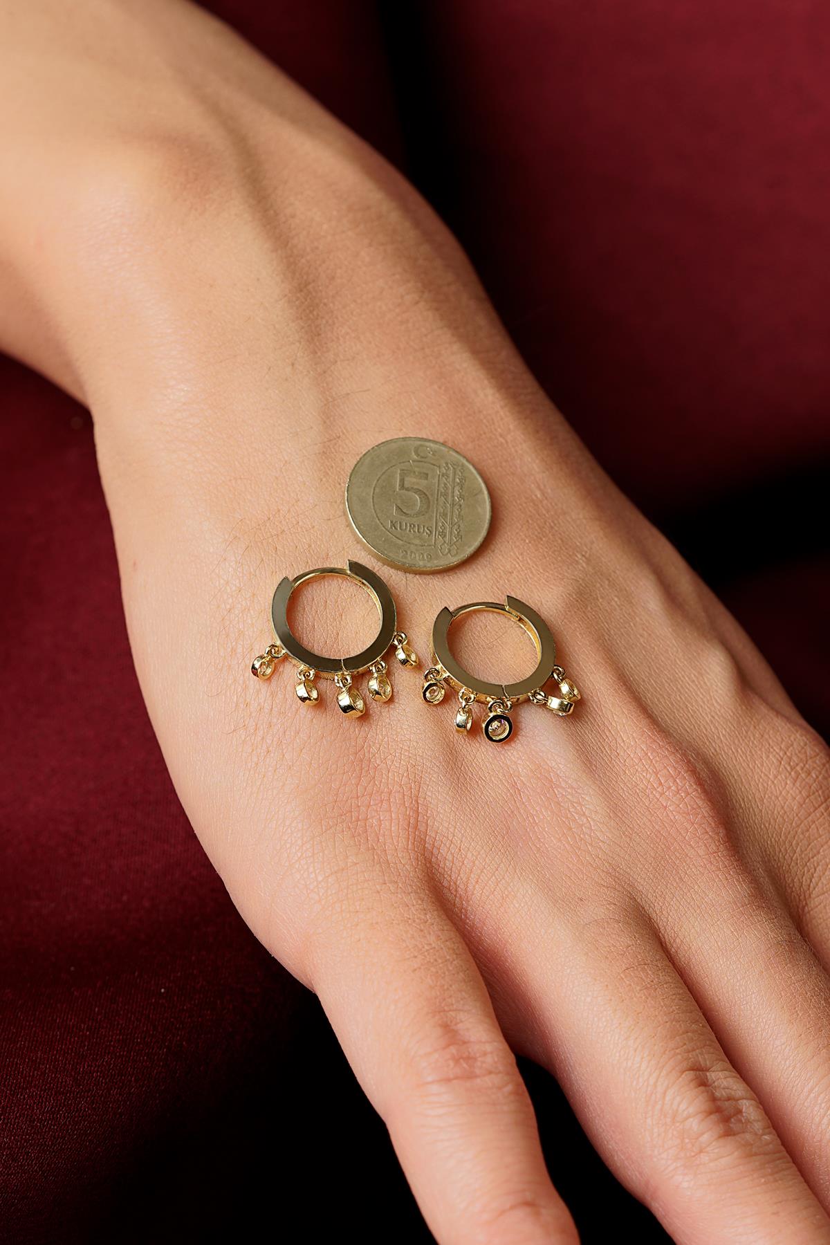 14K Gold 5-Stone Earrings