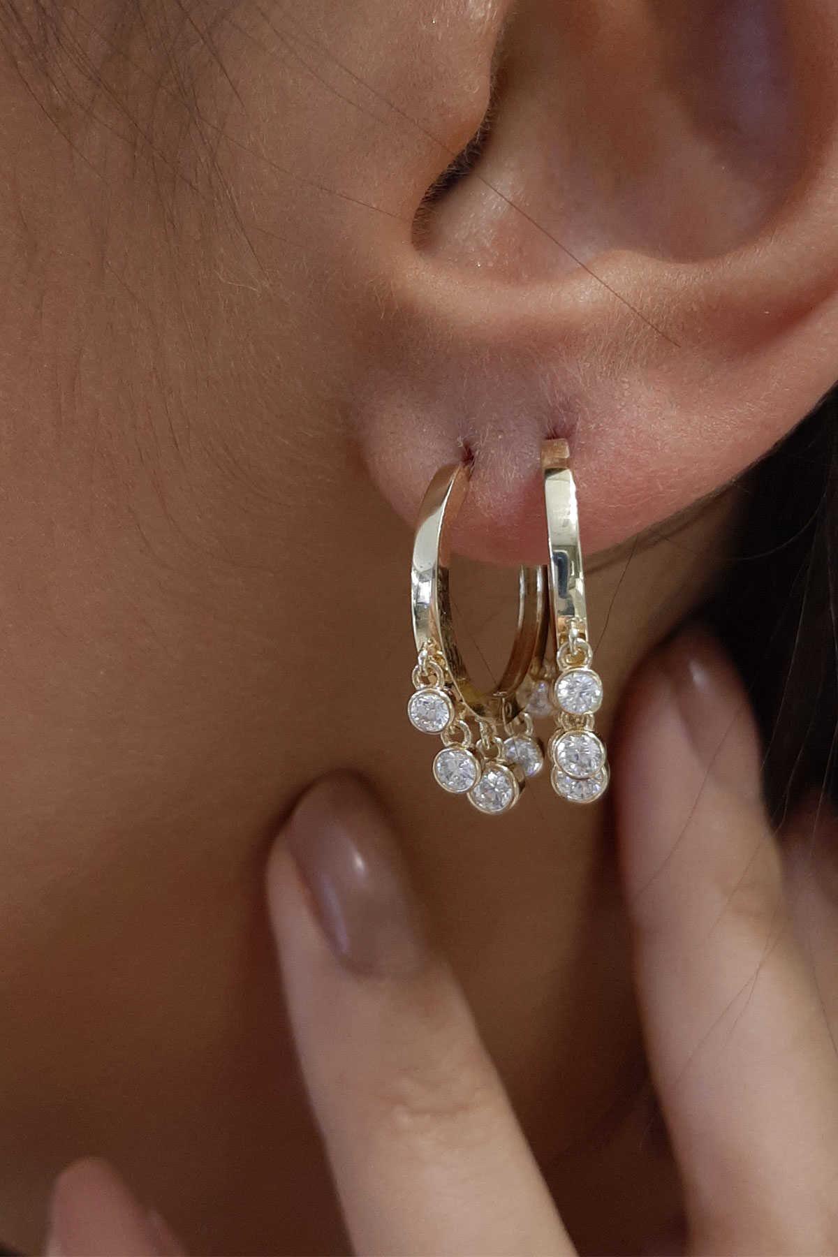 14K Gold 5-Stone Earrings