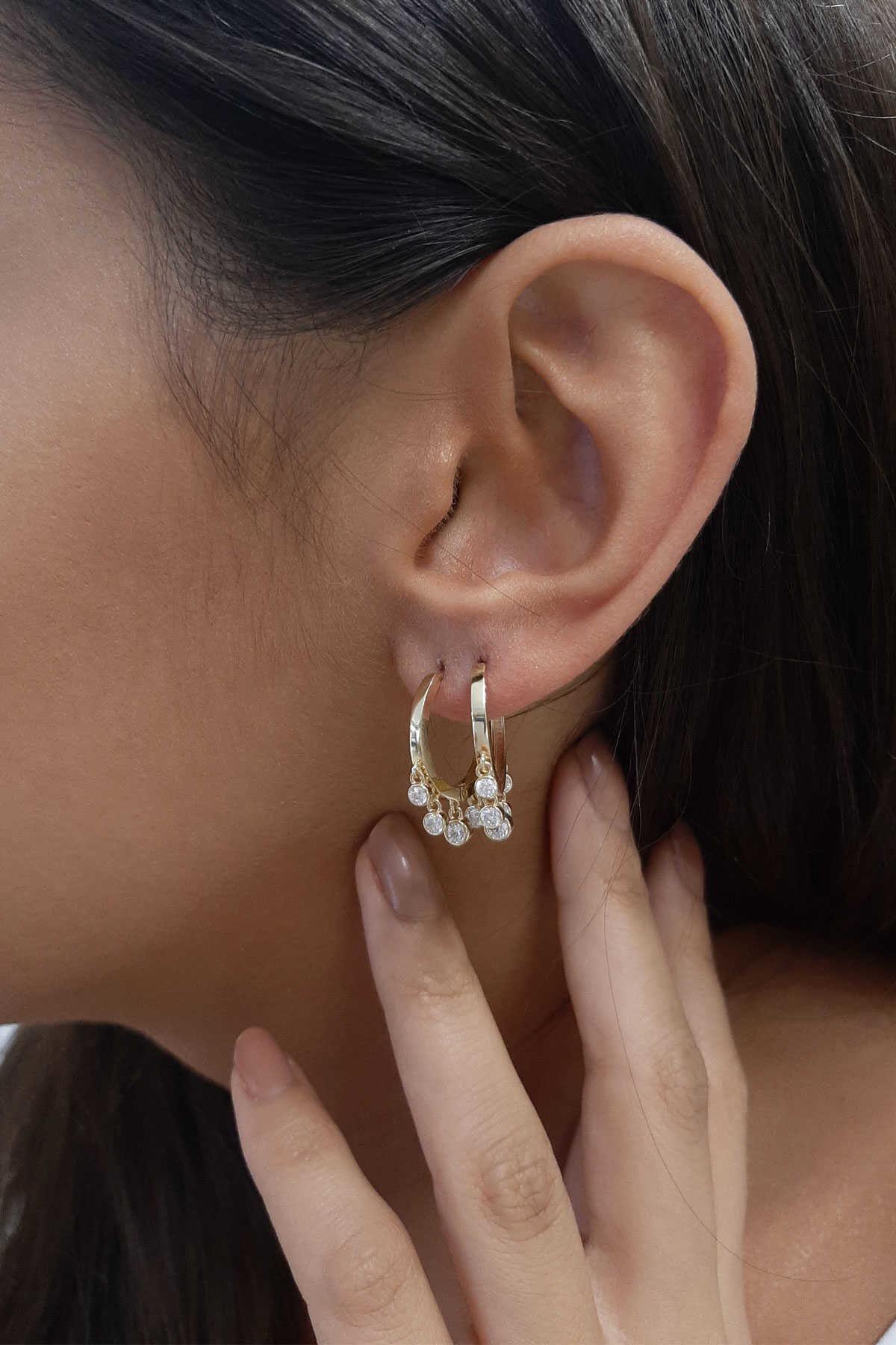 14K Gold 5-Stone Earrings