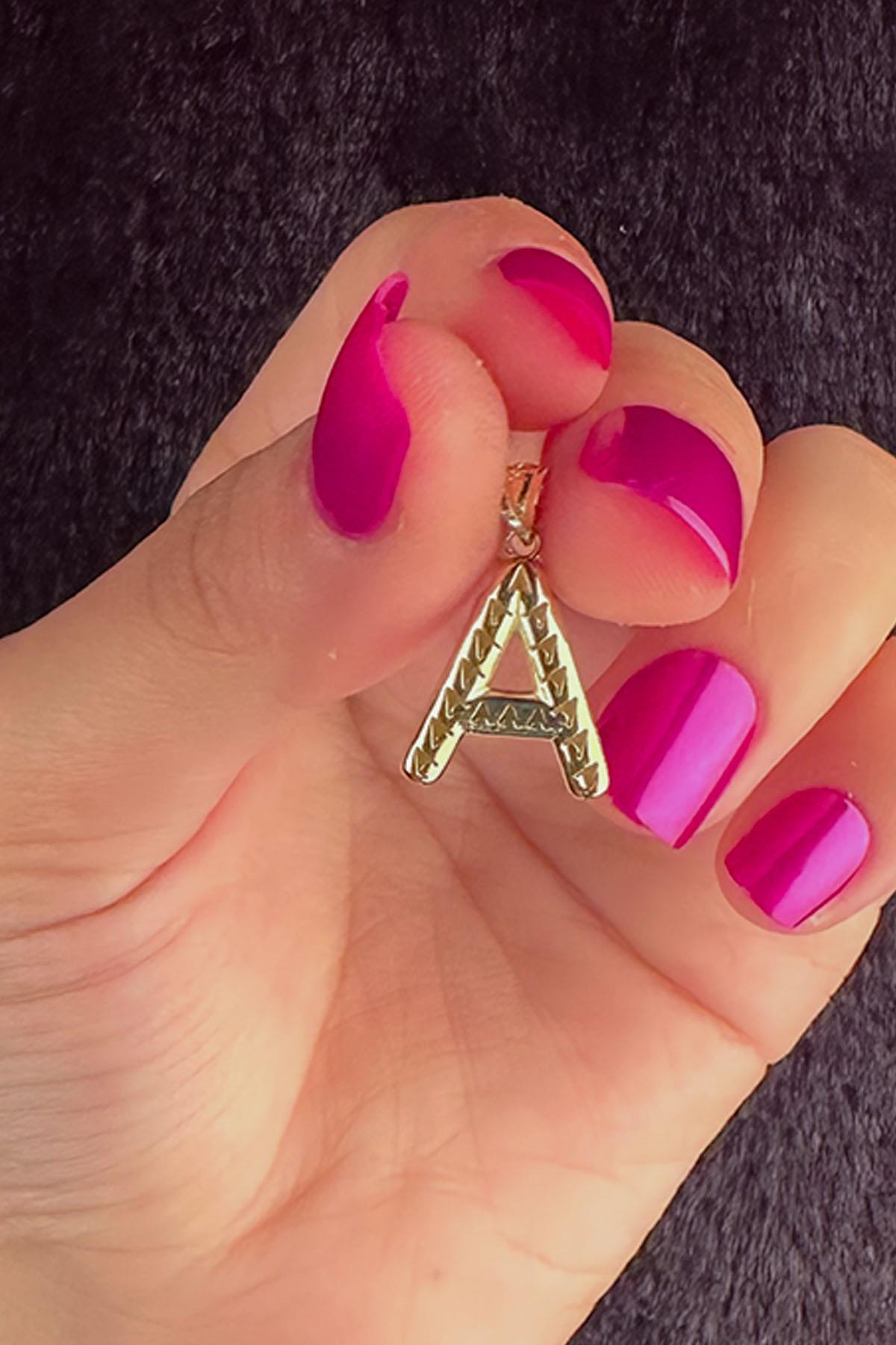 14K Gold A Letter Charm