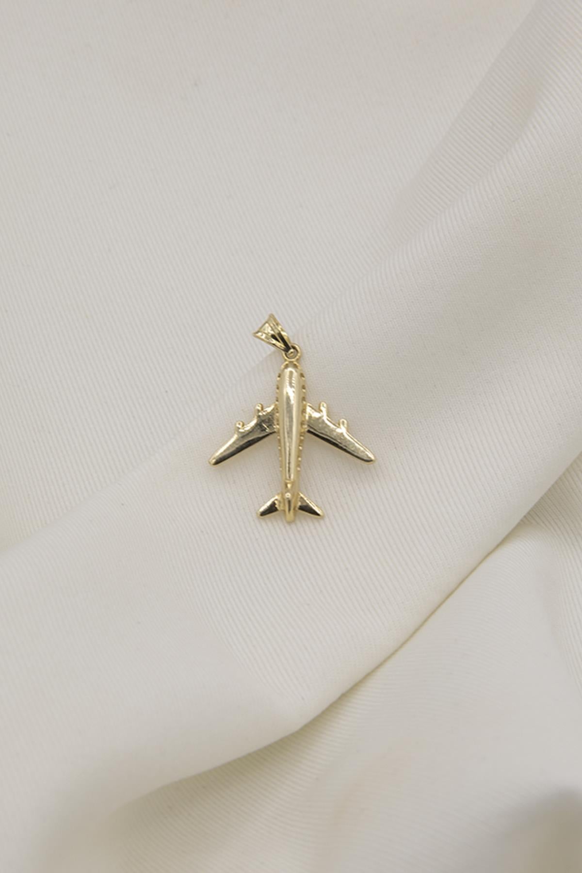 14K Gold Airplane Pendant