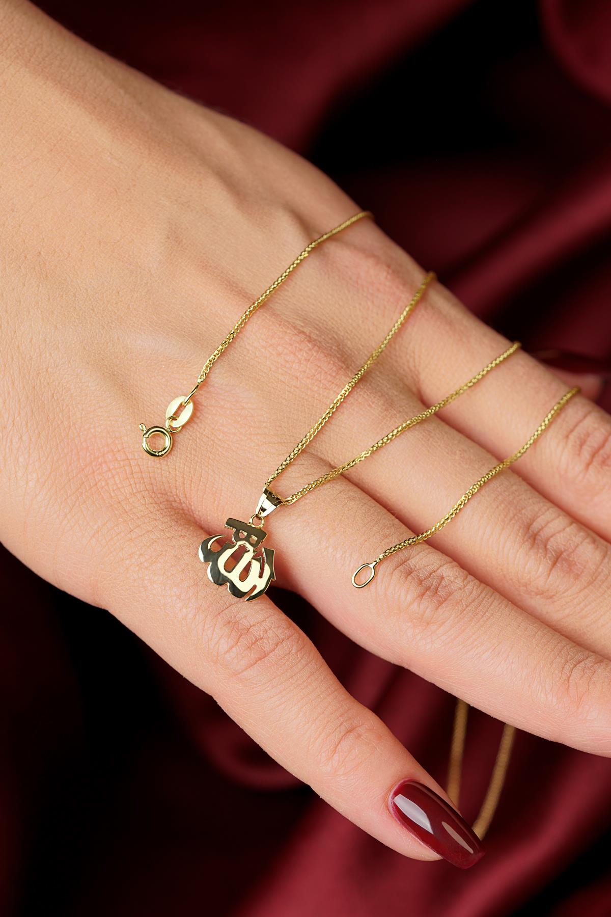 14K Gold Allah Pendant on Silk Chain