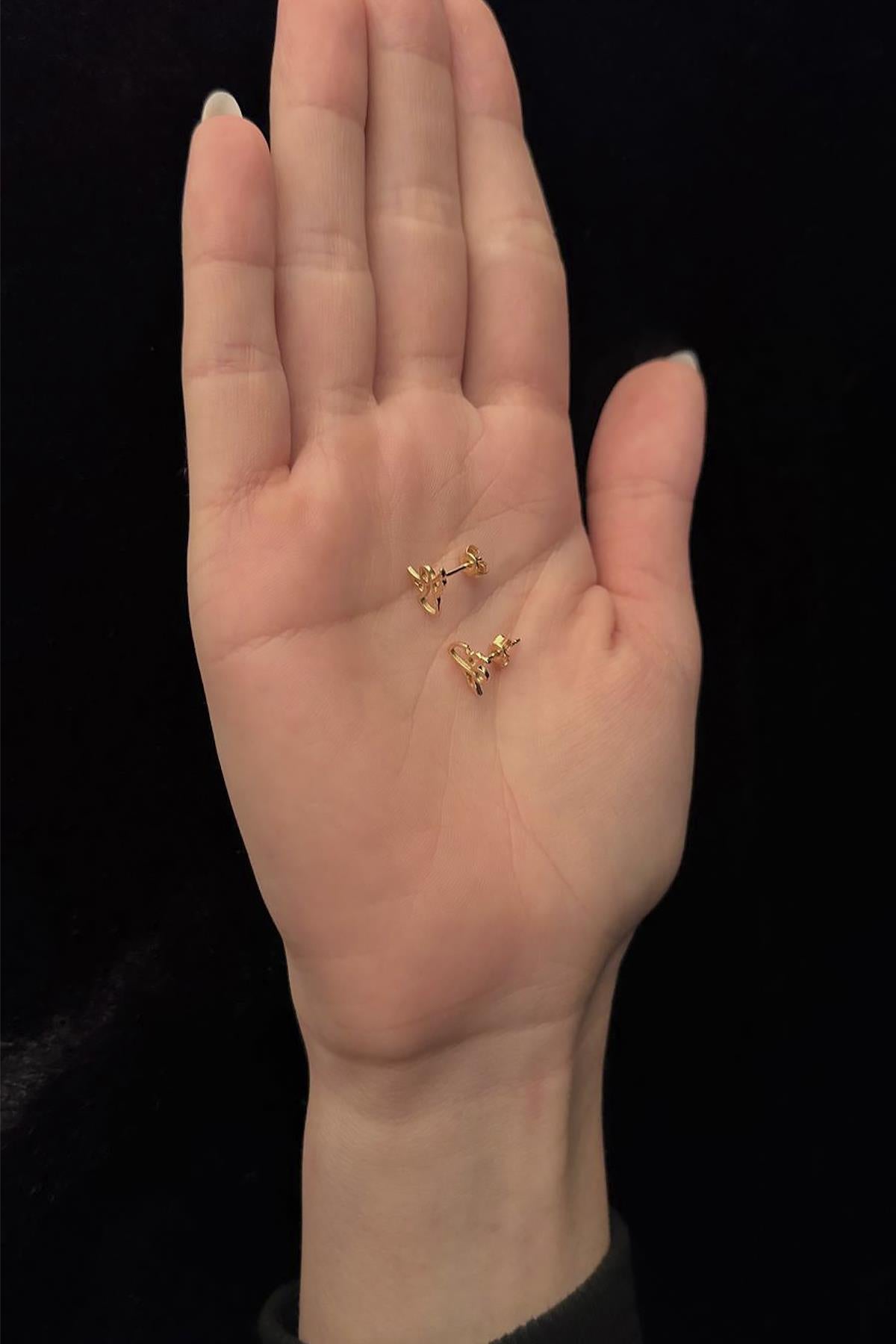 14K Gold Angel Shape  Stud Earrings