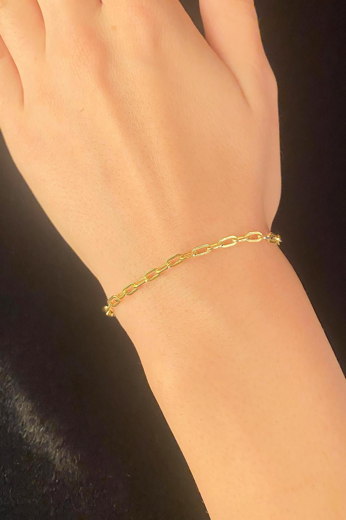 14K Gold Angled Paperclip Chain Bracelet