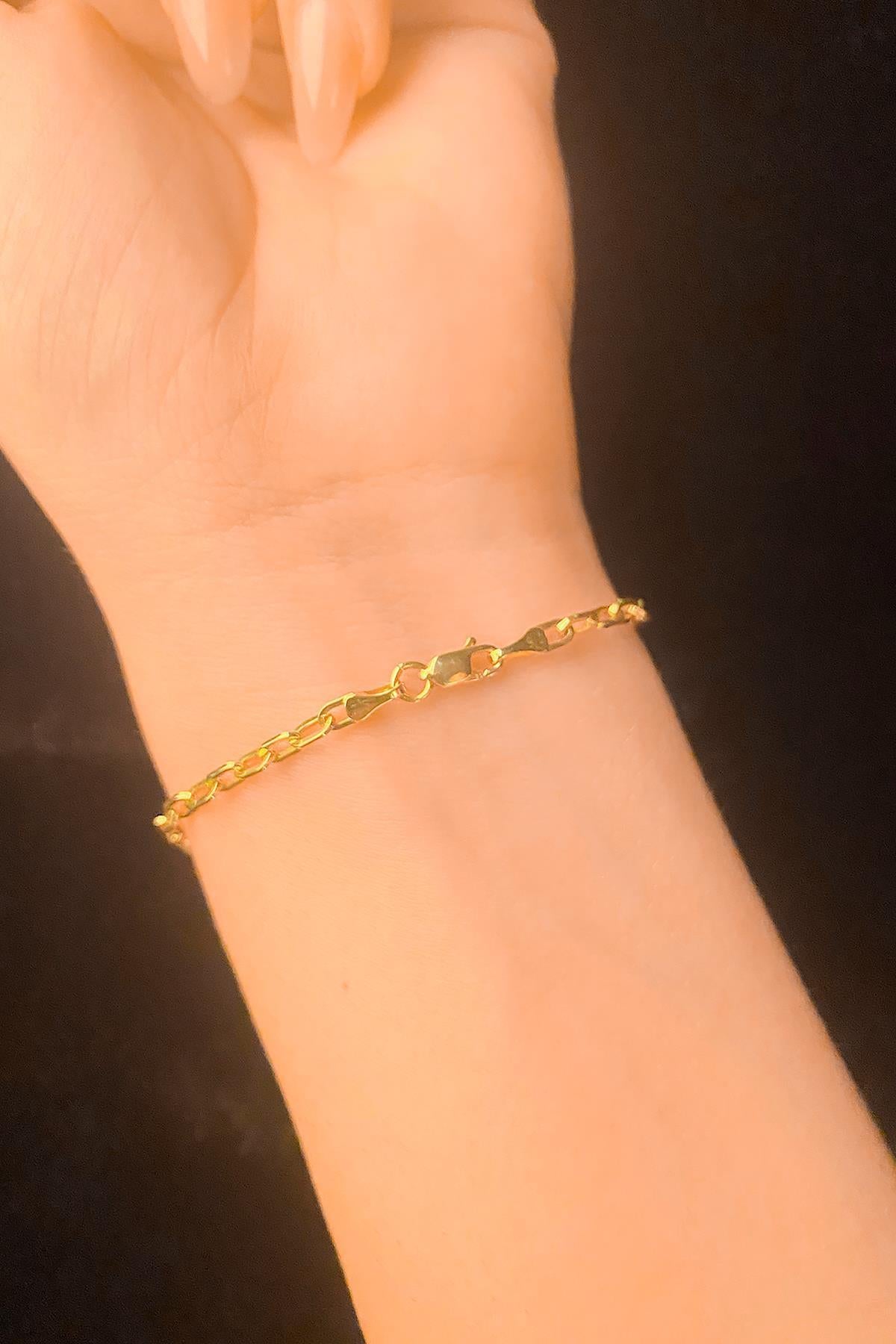14K Gold Angled Paperclip Chain Bracelet