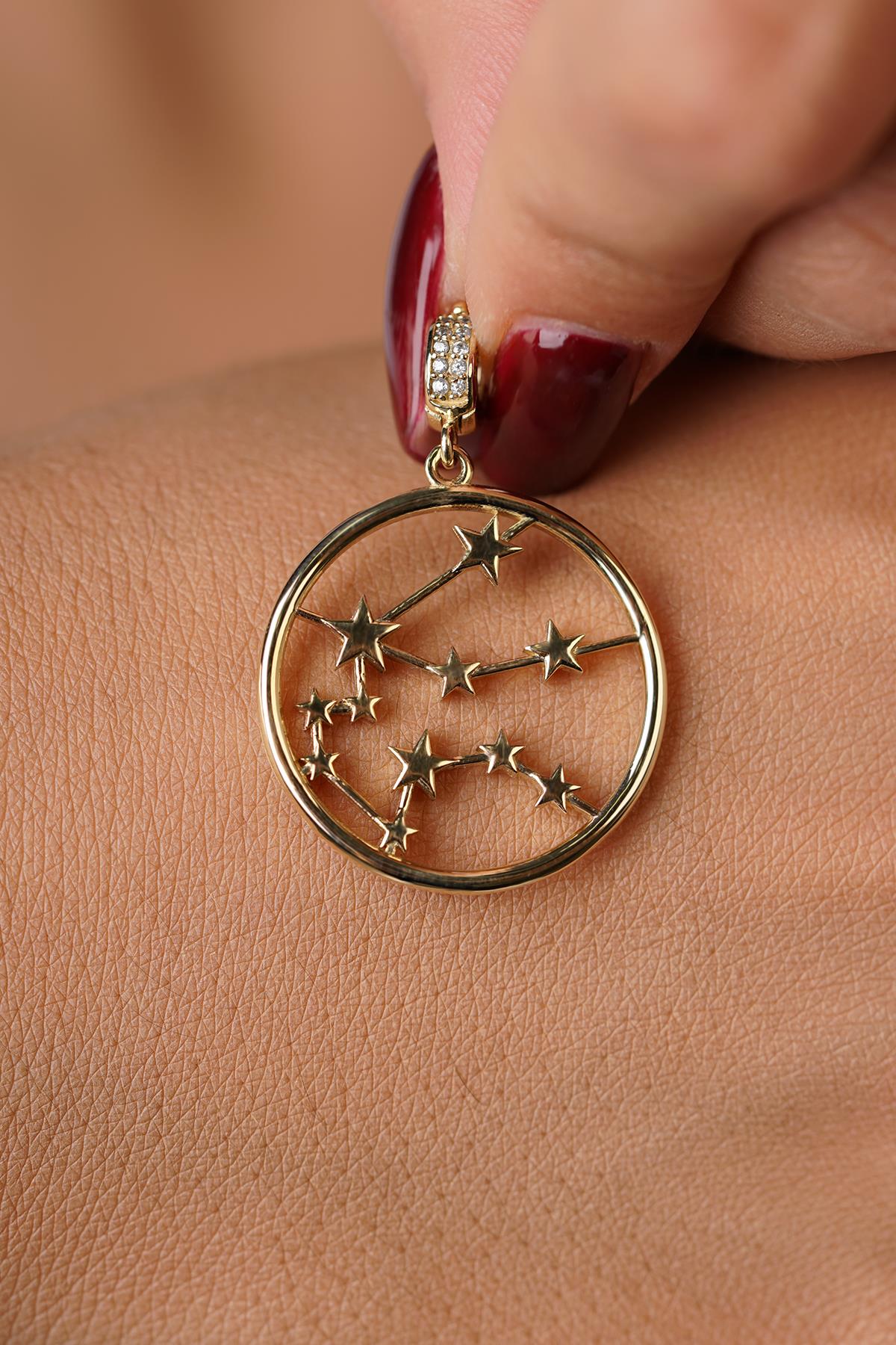 14K Gold Aquarius Zodiac Constellation Pendant