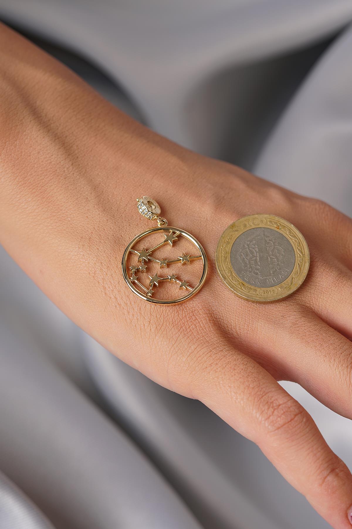 14K Gold Aquarius Zodiac Constellation Pendant