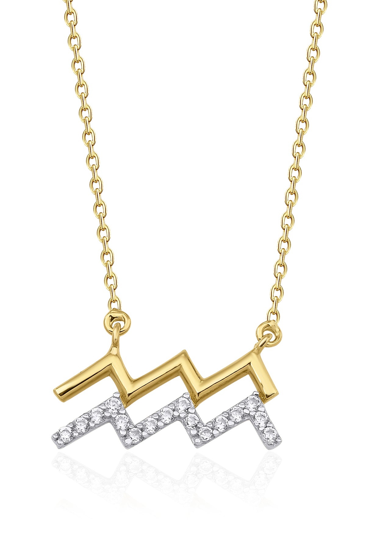 14K Gold Aquarius Zodiac Sign Necklace