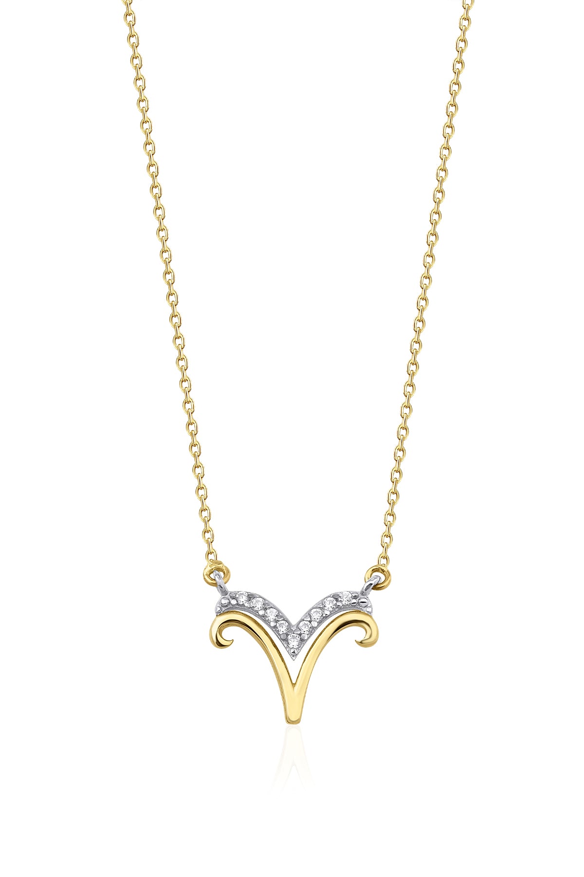 14K Gold Aries Zodiac Sign Necklace