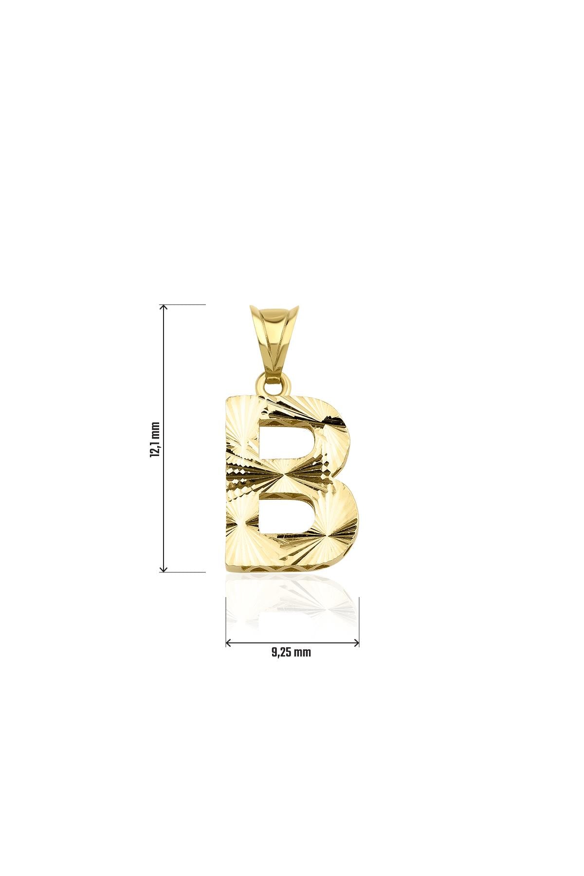 14K Gold B Letter Mini Shine Pendant