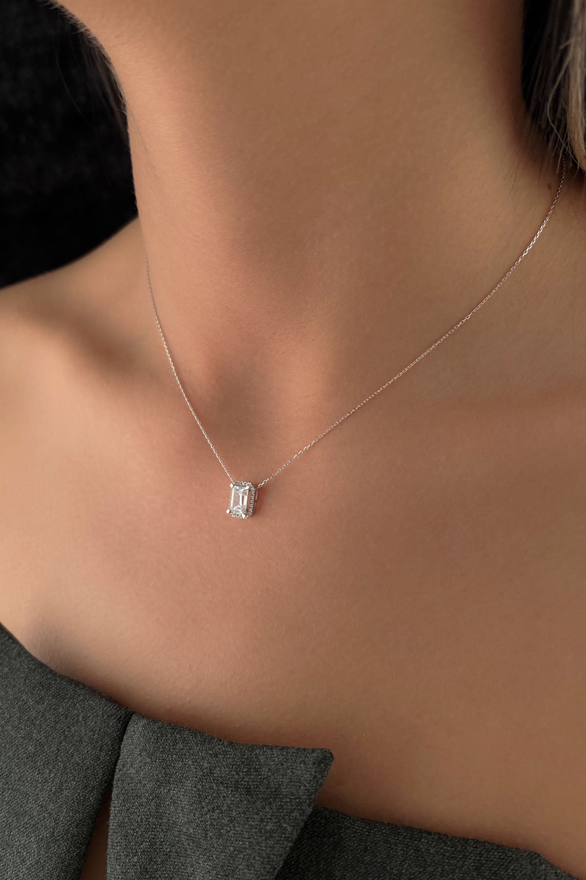 14K Gold Baguette Necklace