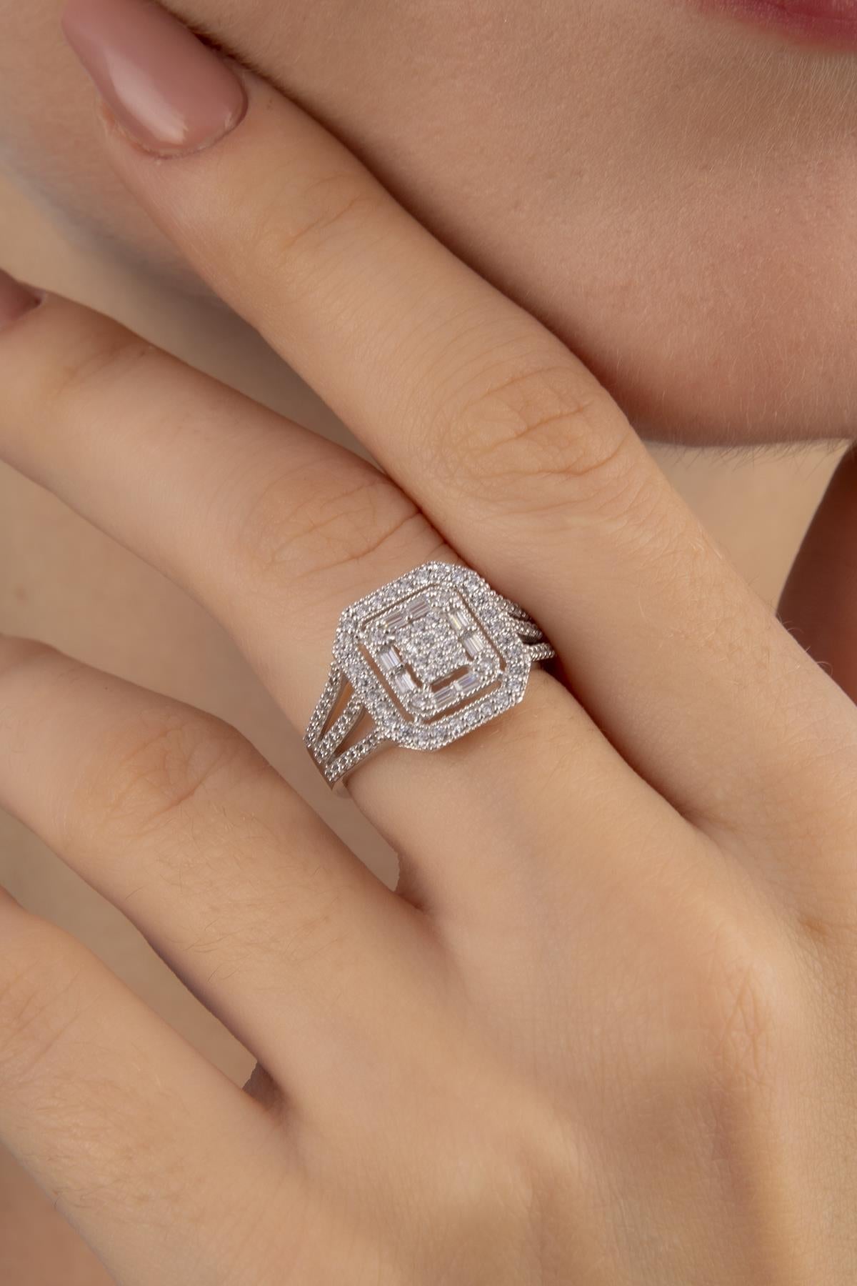 14K Gold Baguette Square Row Ring 2